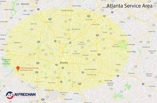 A-1 Freeman Atlanta Moving Service Area Map
